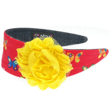 Laden Sie das Bild in den Galerie-Viewer, KINDERHAARREIFEN ROT SCHMETTERLINGE MIT BLUME

